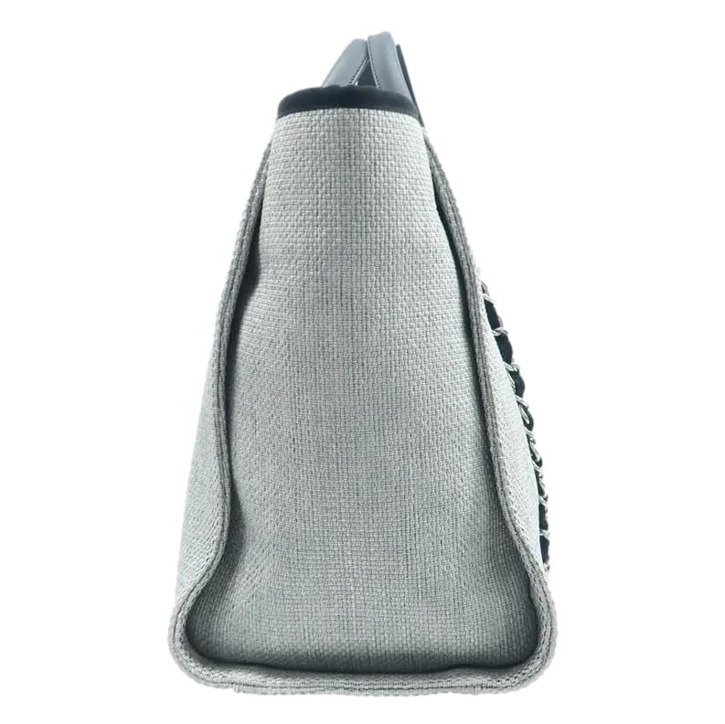 Chanel Deauville Canvas Leather White Travel Bag