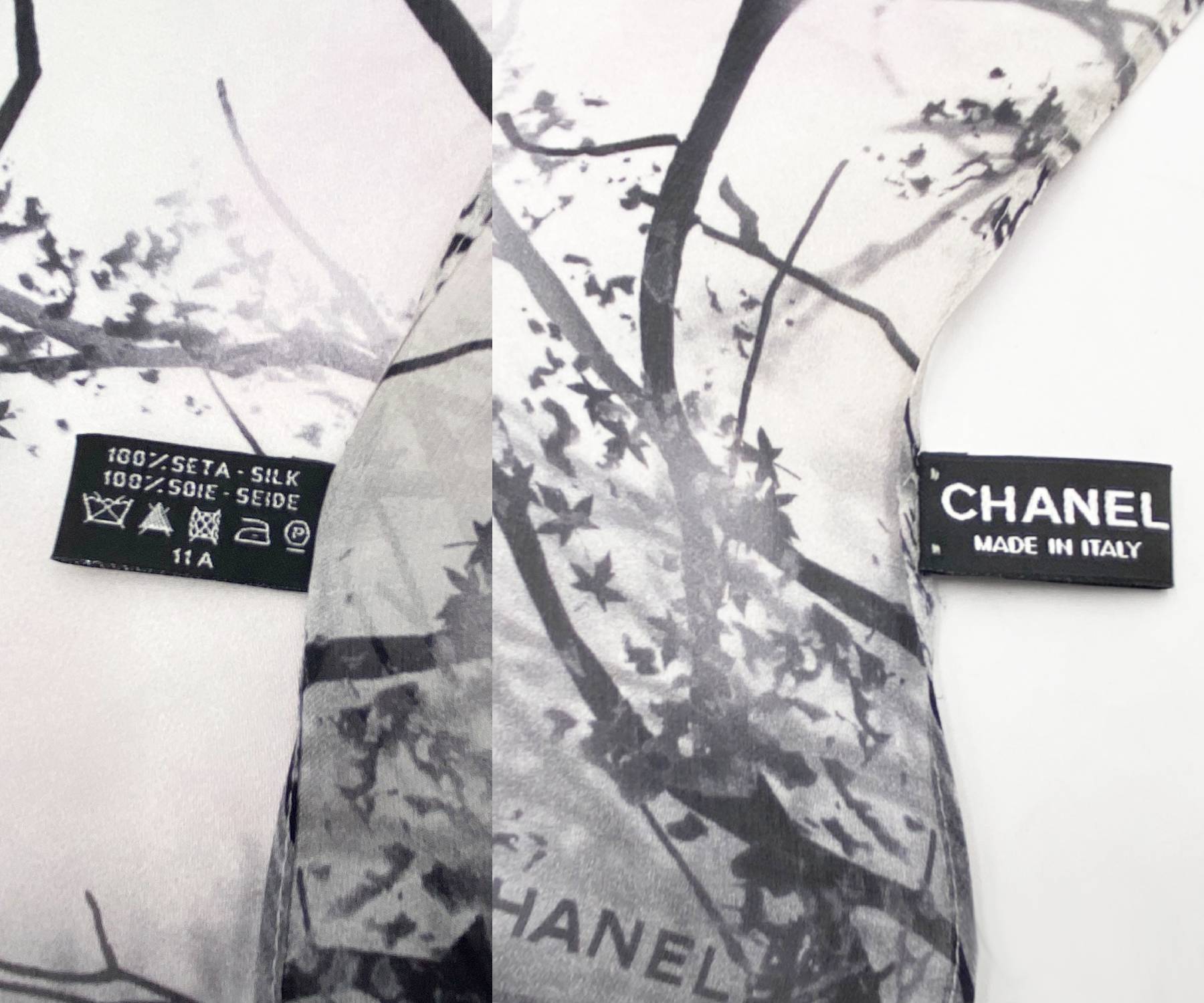 Chanel Brand New Grey CC Silk Small Scarf
