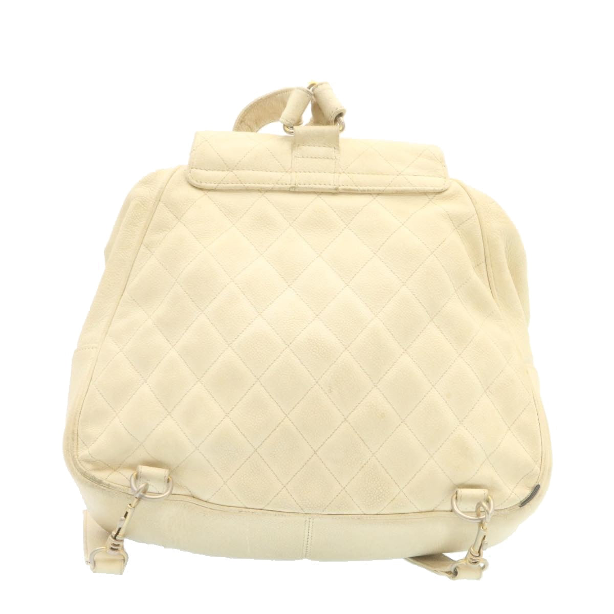 Chanel Caviar Skin Matelasse Backpack White CC Auth amgA