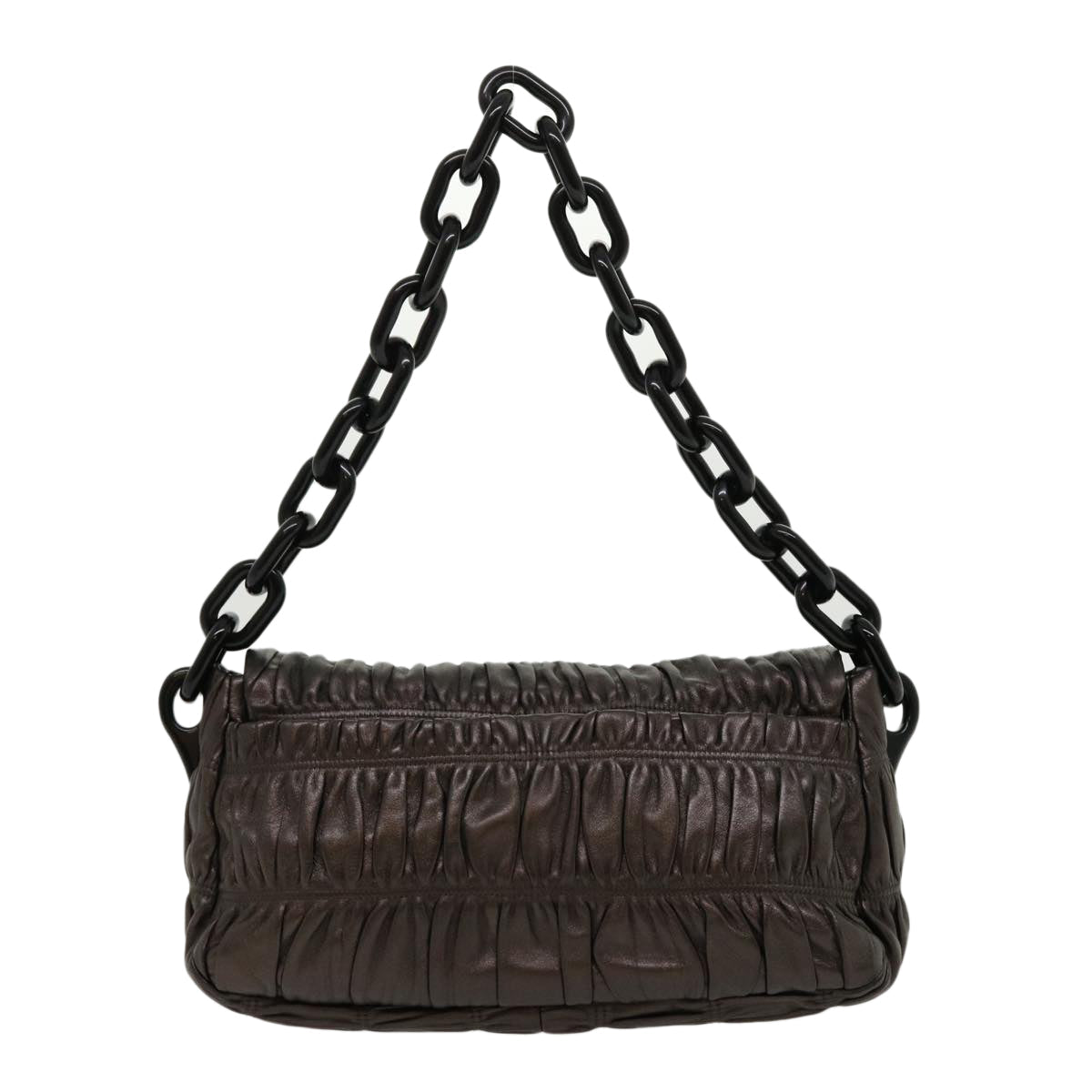 Prada Shoulder Bag Leather Brown Chain