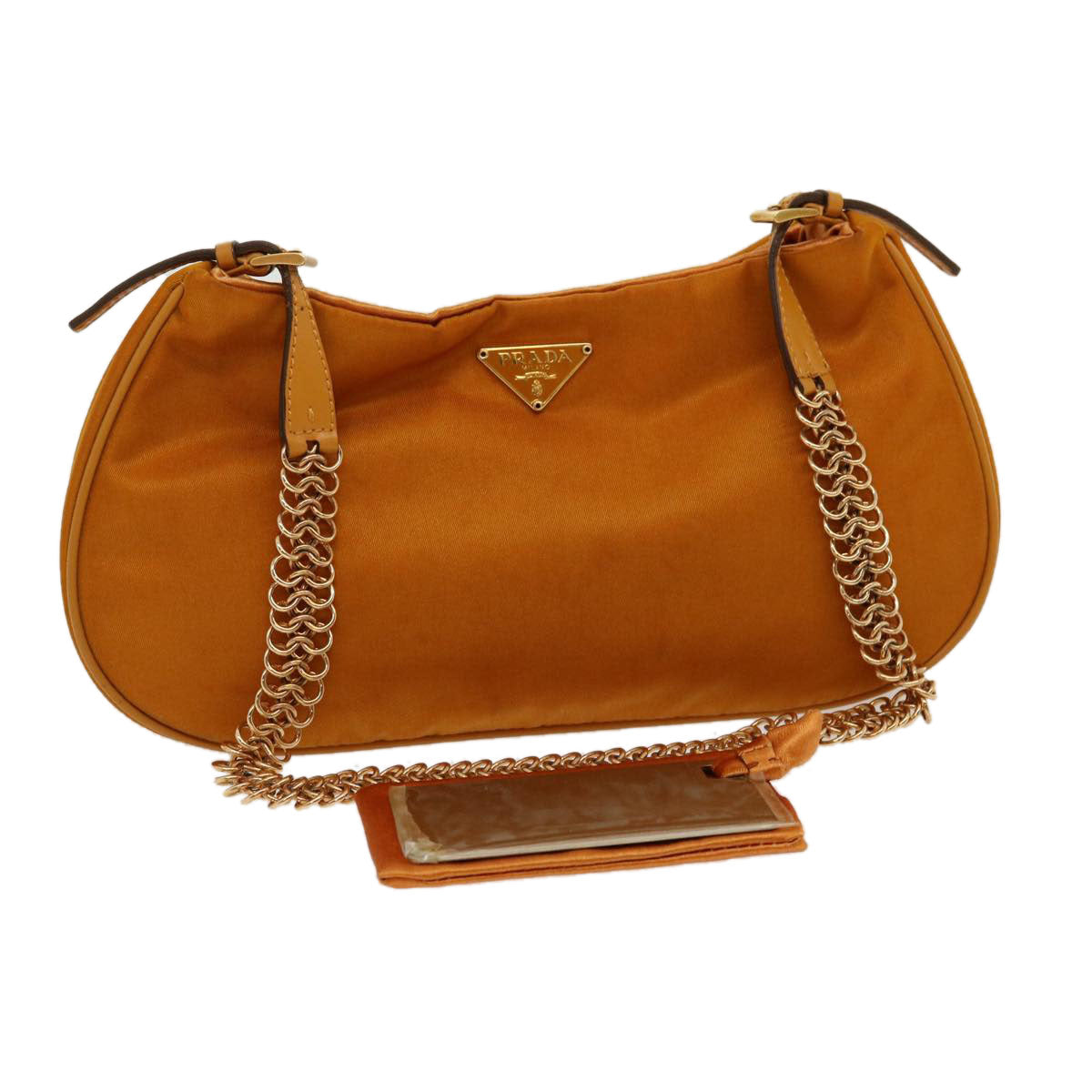 Prada Shoulder Bag Nylon Orange Chain