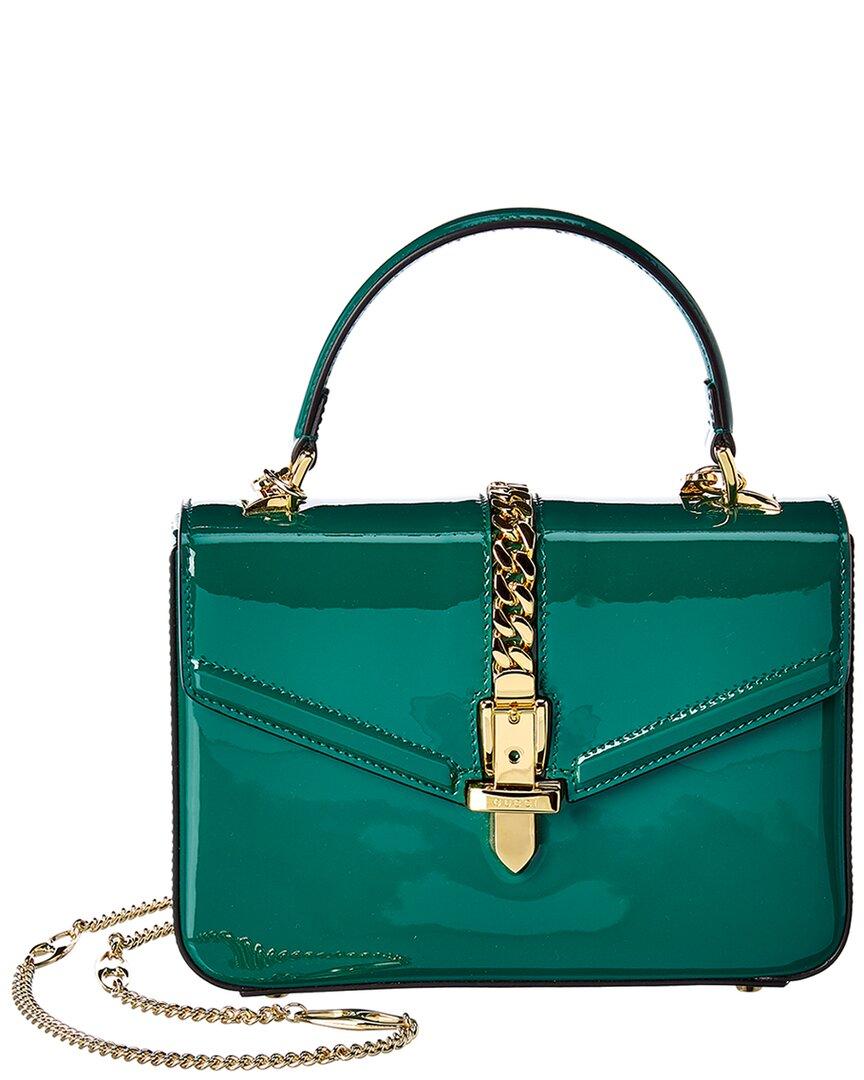 Gucci Sylvie Leather Patent Mini Top Handle Travel Bag Leather Mini
