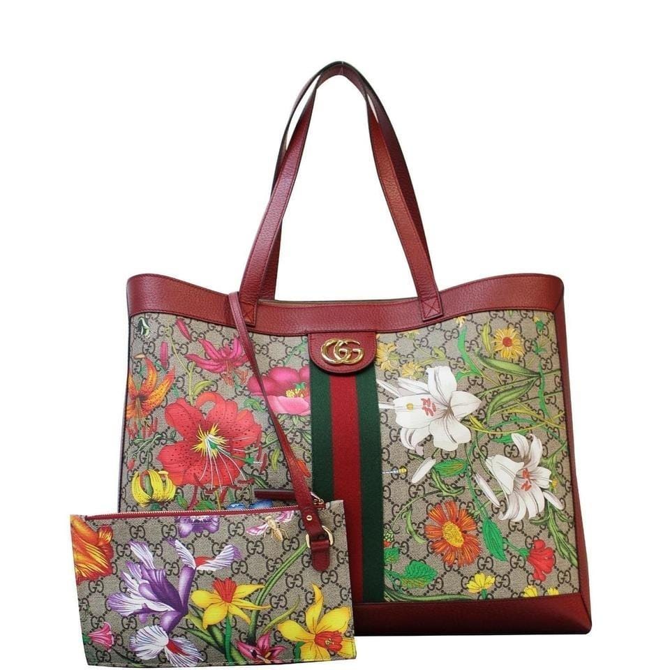 Gucci Ophidia Flora Tote Bag Red Medium Red 547951