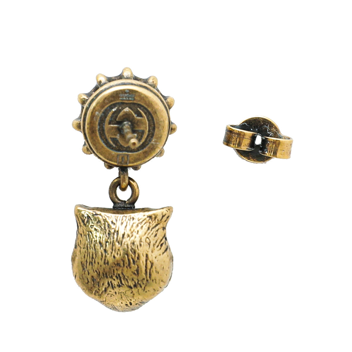 Gucci Gold Angry Cat Crystal Drop Earrings