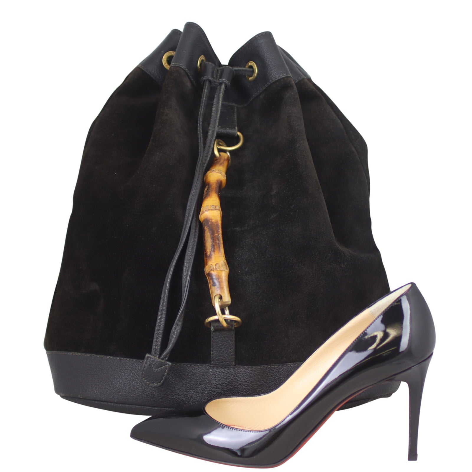 Gucci Bamboo Suede and Leather Backpack