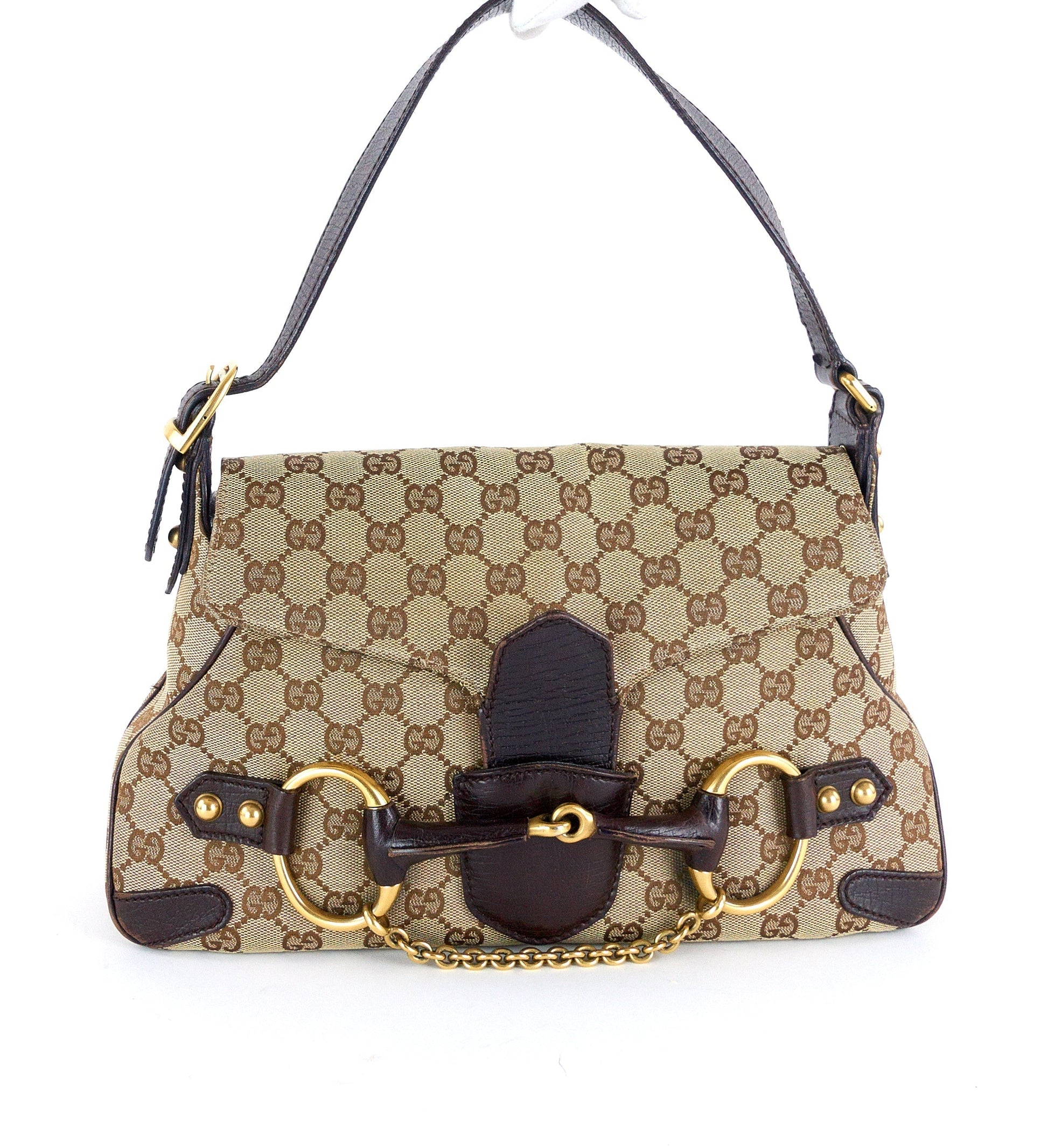 Gucci Horsebit Handbag Canvas Monogram Travel Bag