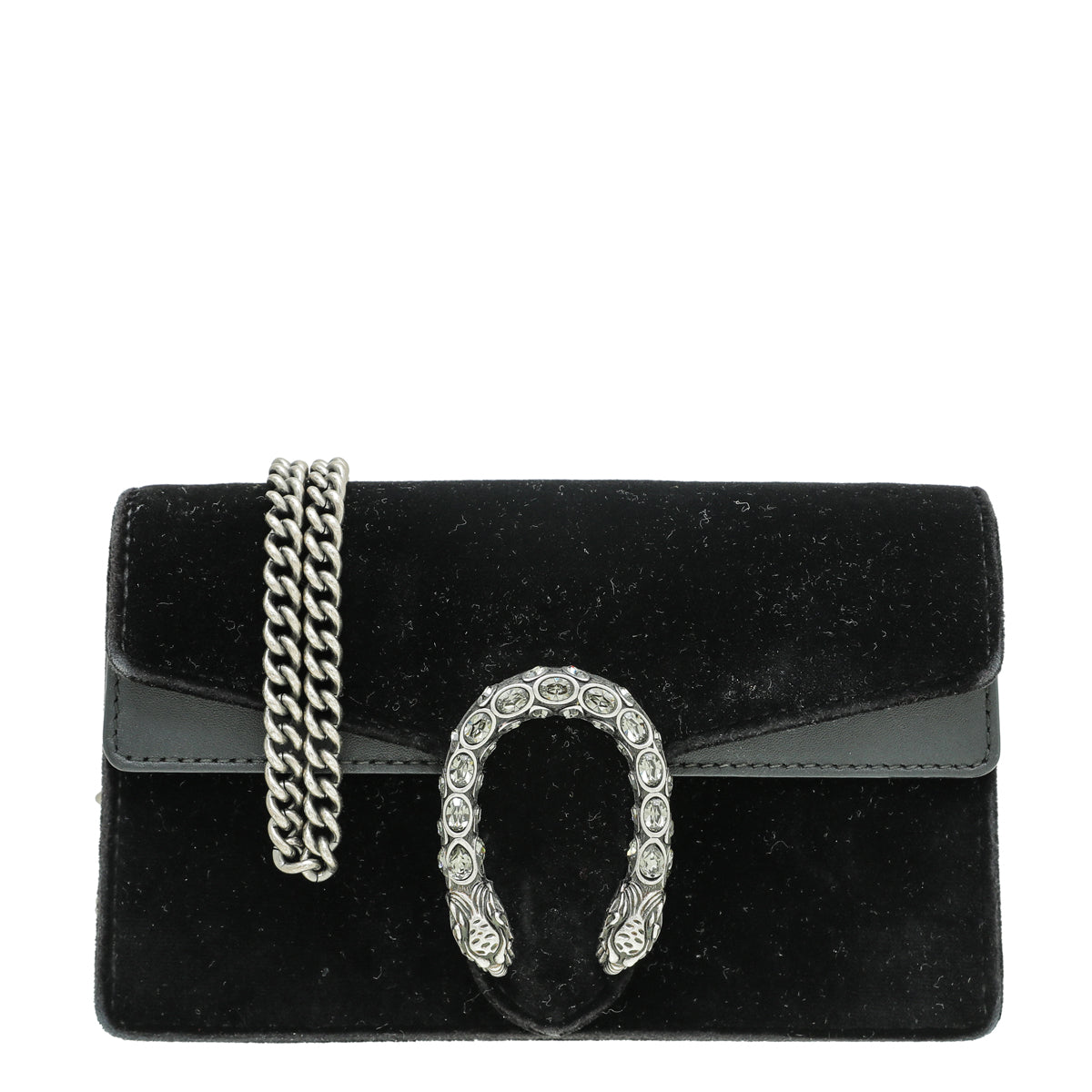Gucci Black Velvet Dionysus Crystal Super Mini Bag