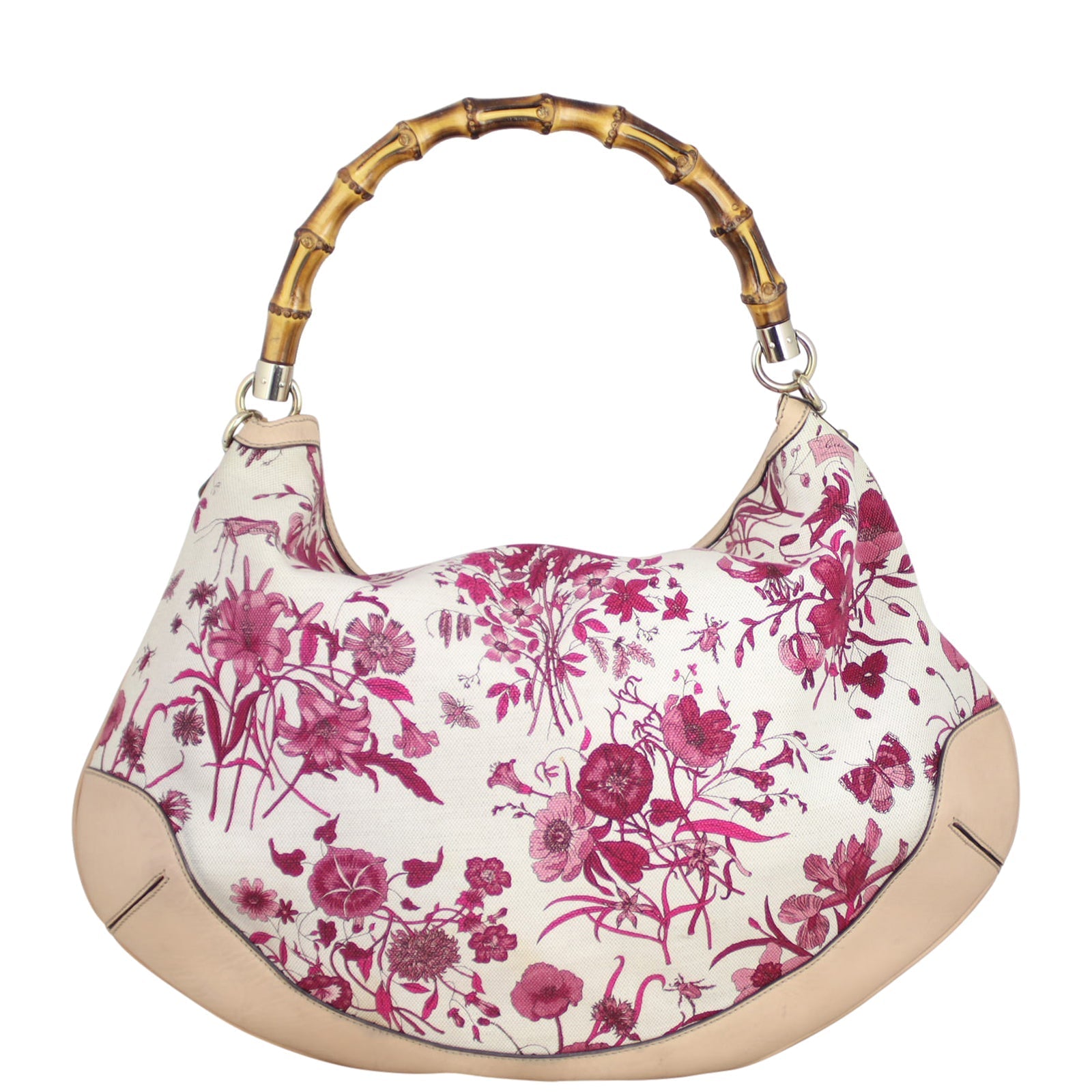 Gucci Flora Canvas Peggy Bamboo Hobo