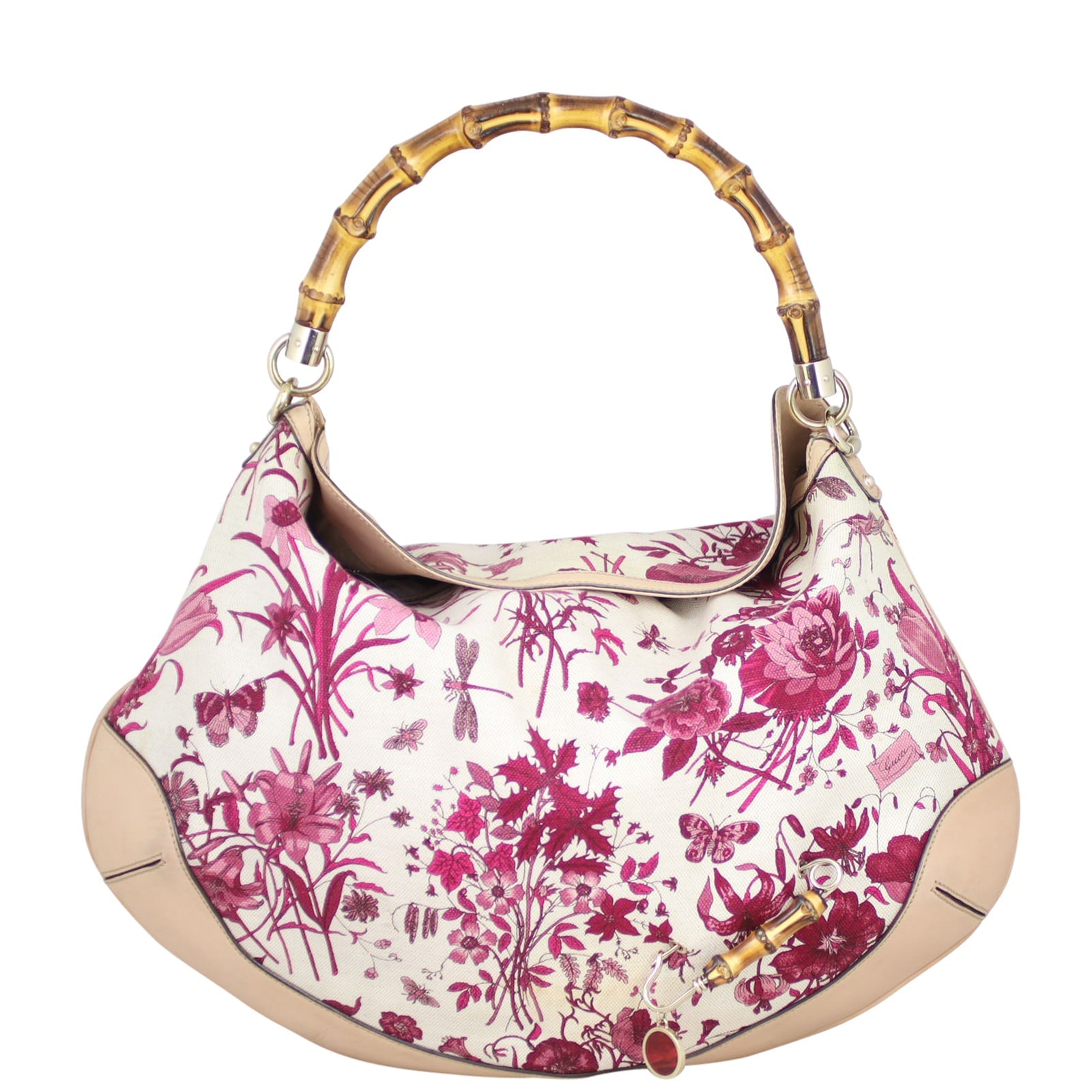Gucci Flora Canvas Peggy Bamboo Hobo