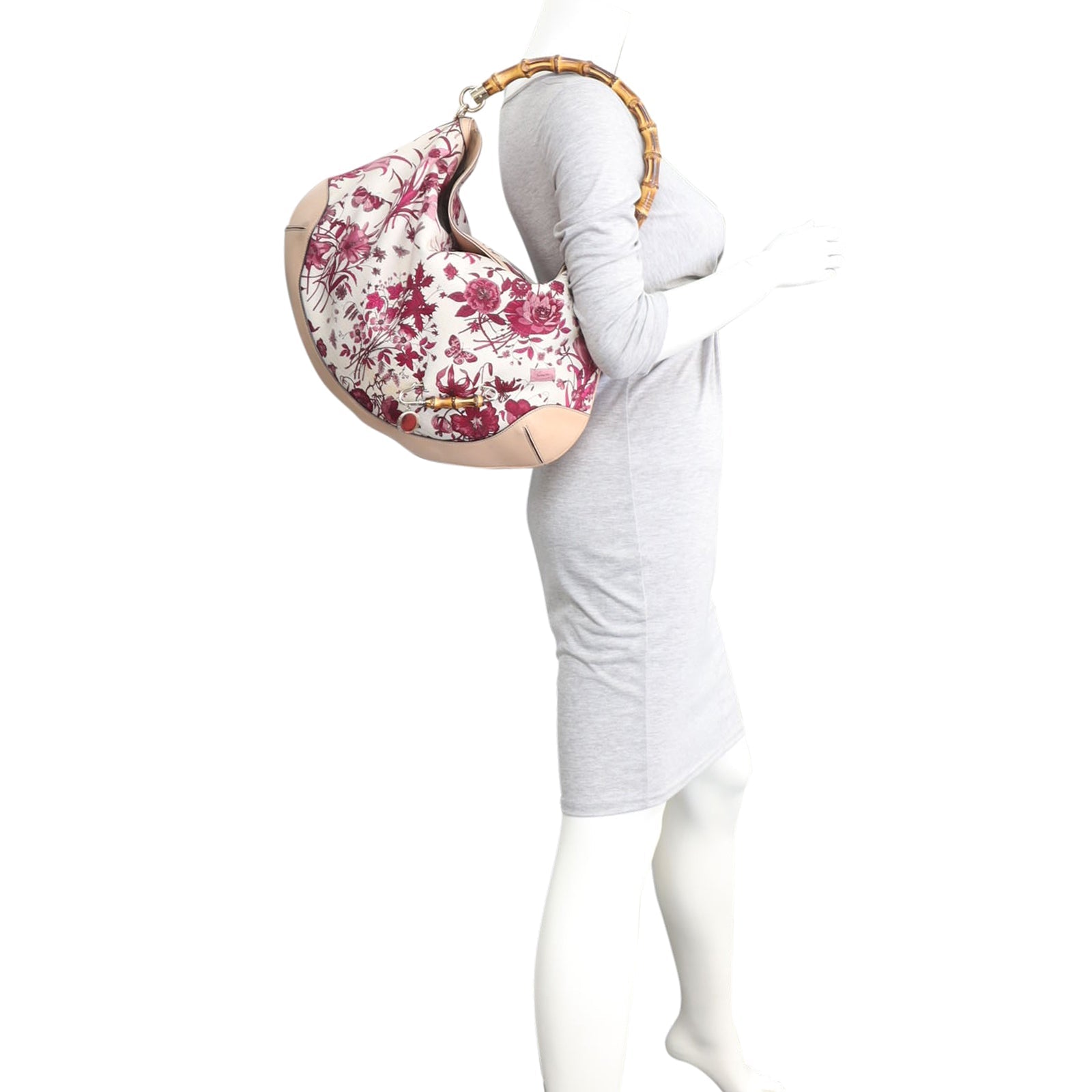 Gucci Flora Canvas Peggy Bamboo Hobo