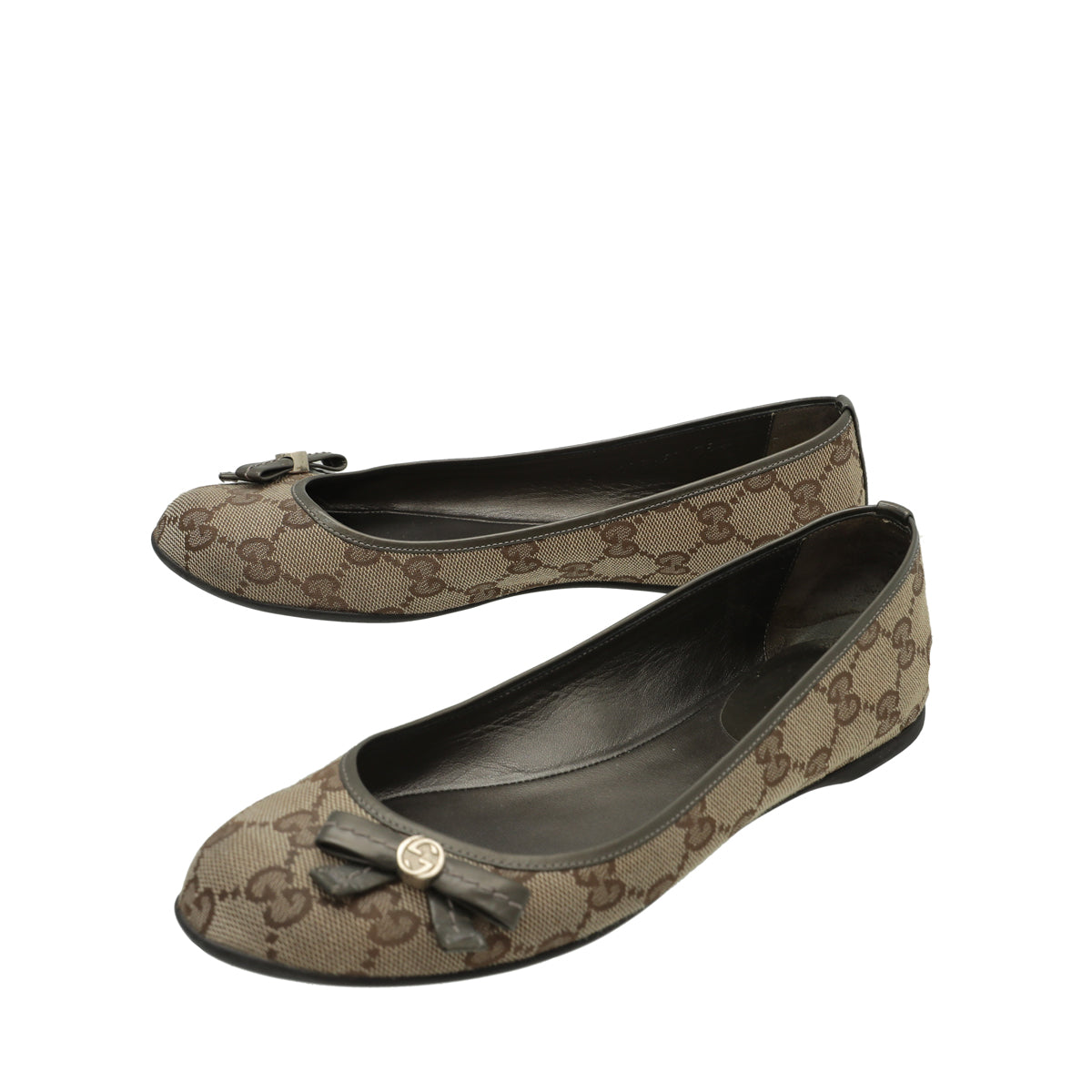 Gucci Bicolor GG Bow Flat Ballerina 35.5