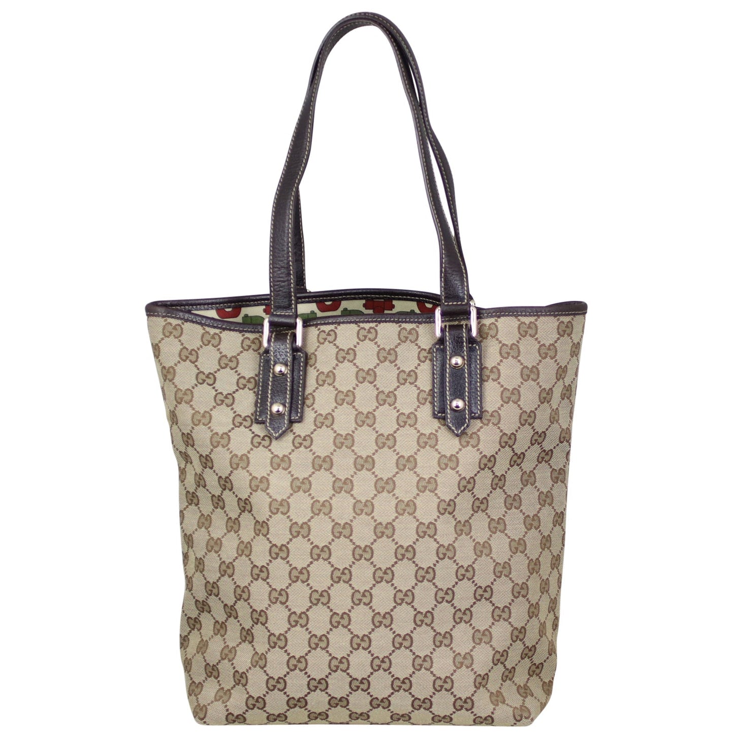 Gucci GG Canvas Embroidered Mushroom Vertical Tote