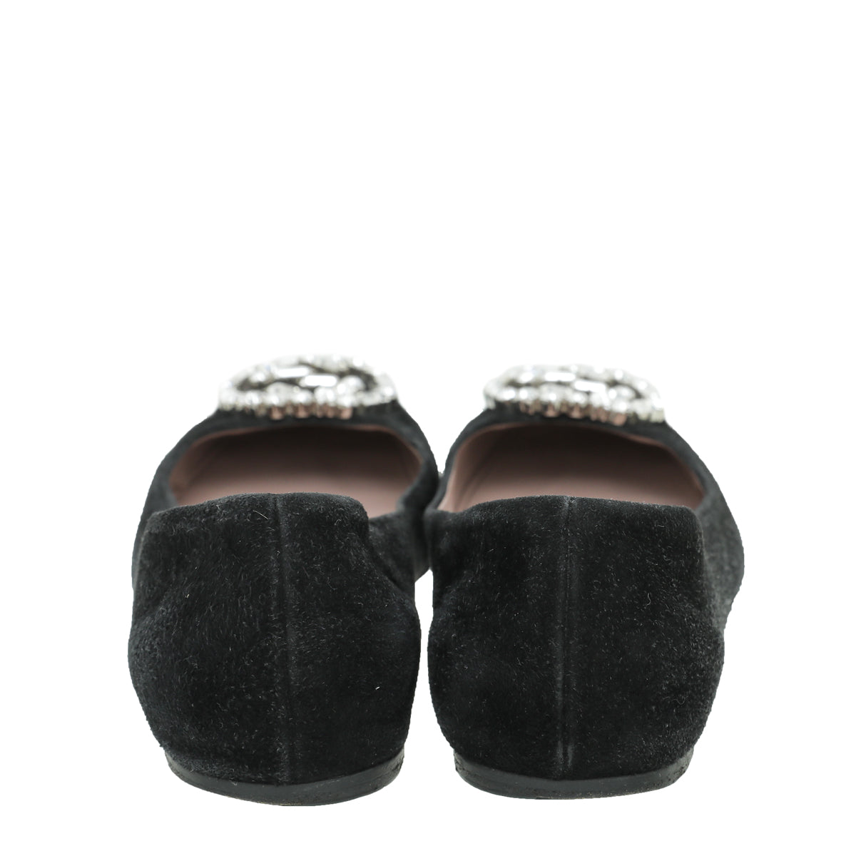 Gucci Black Suede GG Crystal Ballerina 36