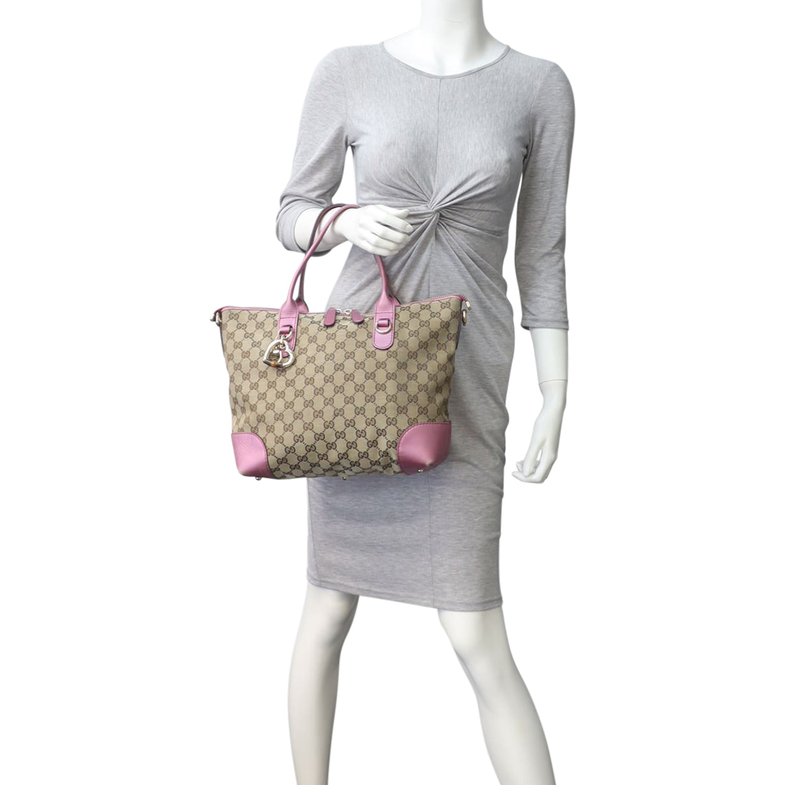 Gucci GG Canvas Heart Bit Charm Tote