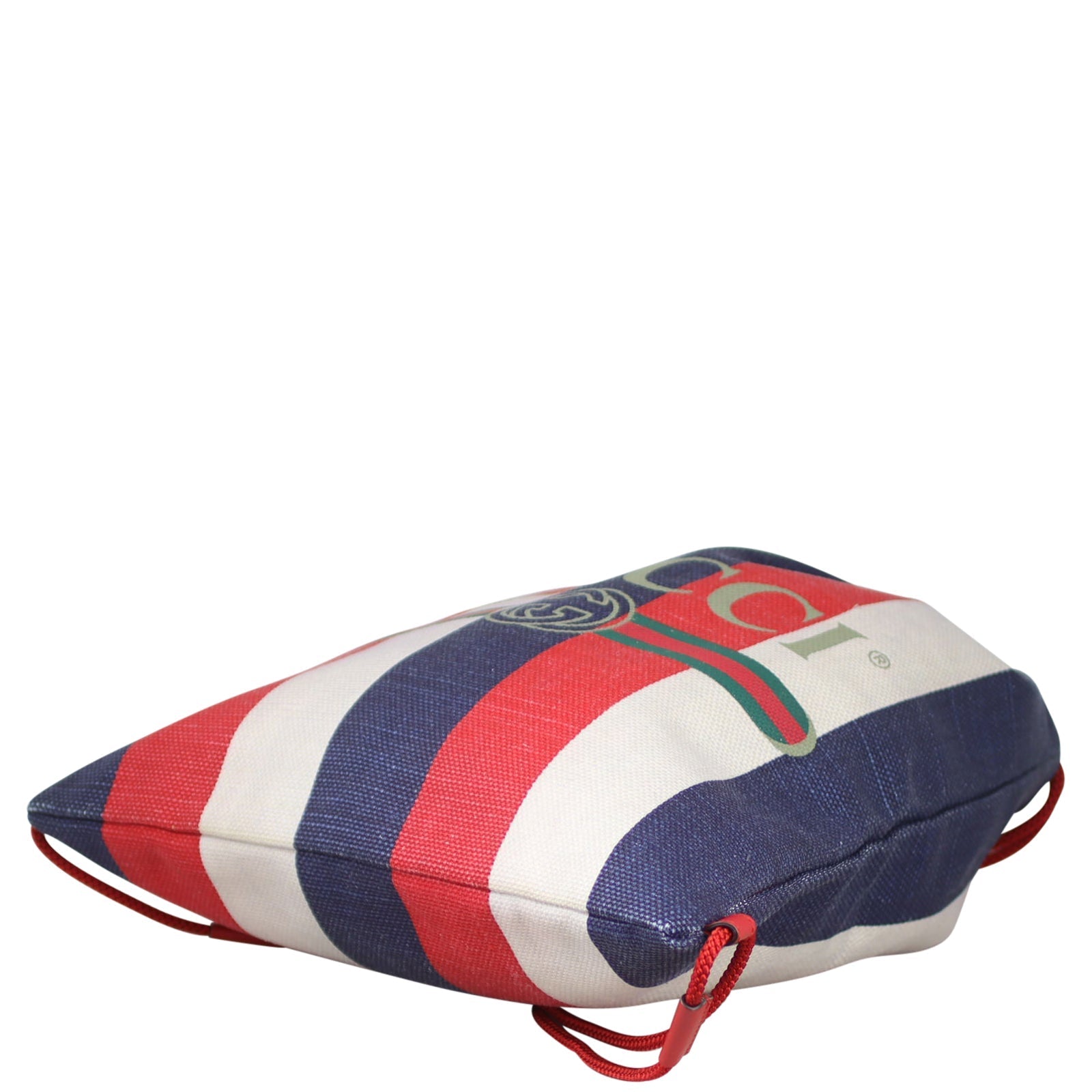 Gucci Striped Canvas Drawstring Backpack