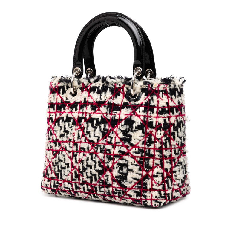 Dior Lady Cannage Tweed 2Way Bag Leather Travel Bag