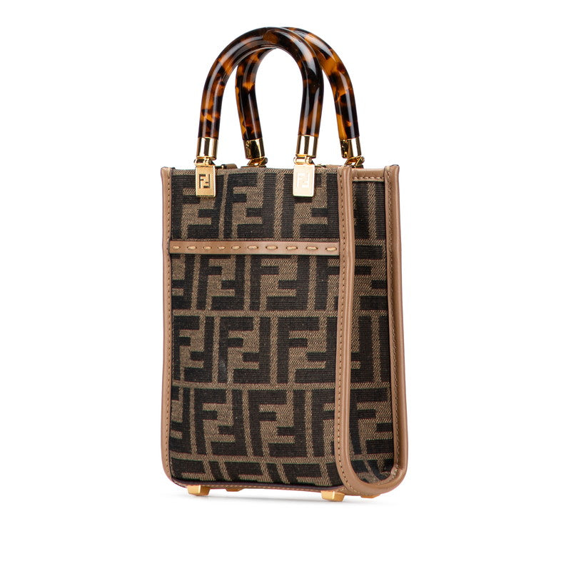 Fendi Zucca 2Way Shoulder Bag Handbag Leather Canvas