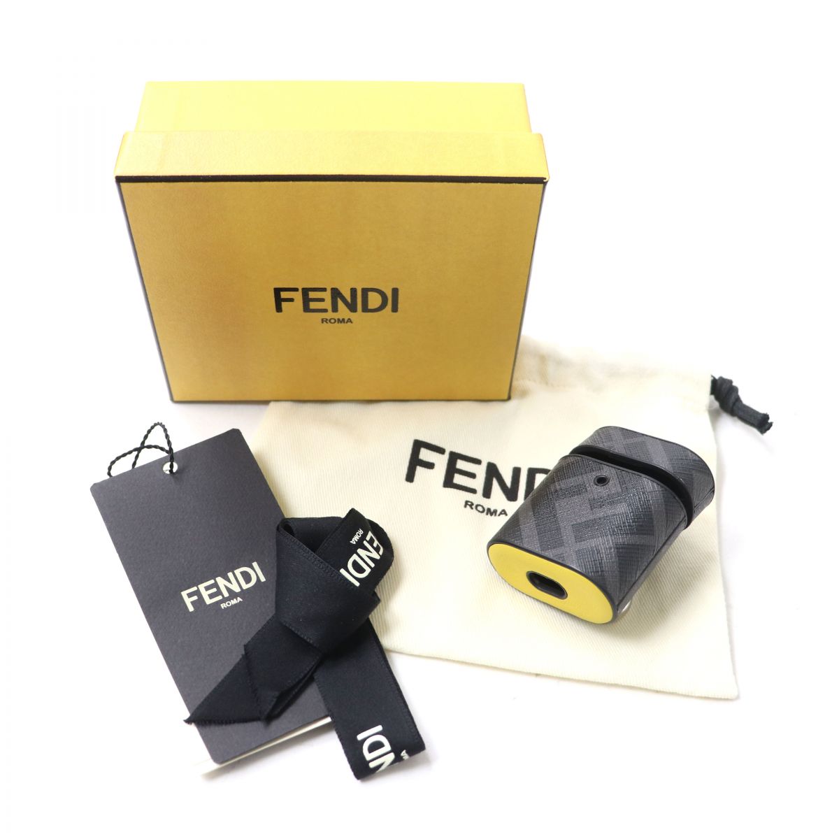 Fendi Other Miscellaneous Goods 7Ar987 Main Women Handbag Leather Black Yellow Travel Bag