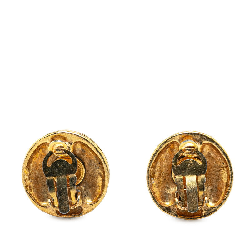 Chanel Gold Plated Coco Mark Round Earrings Bag