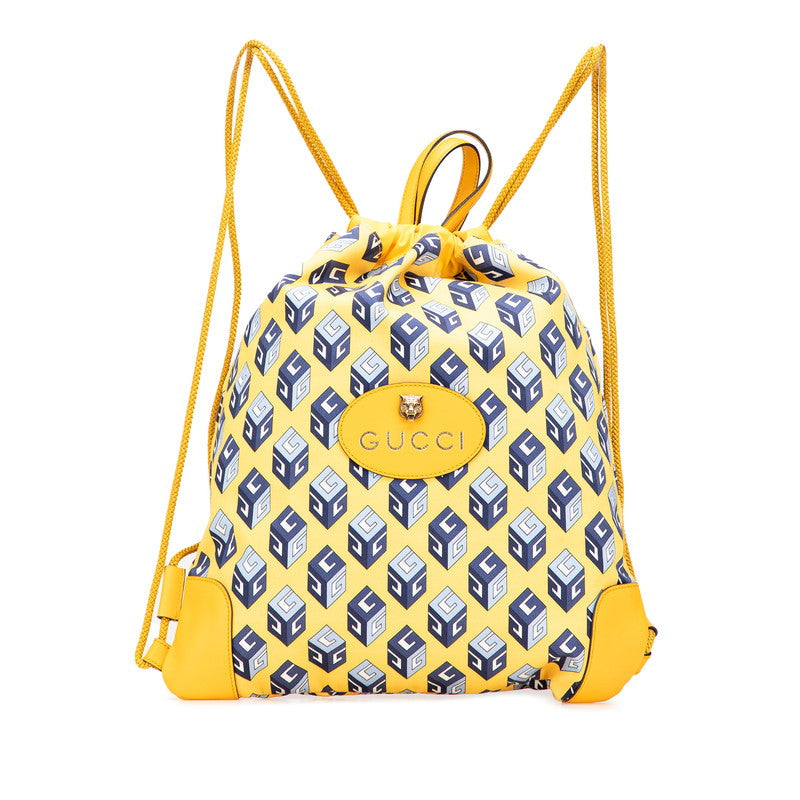 Gucci Drawstring Cube Backpack Leather Nylon Jewelry