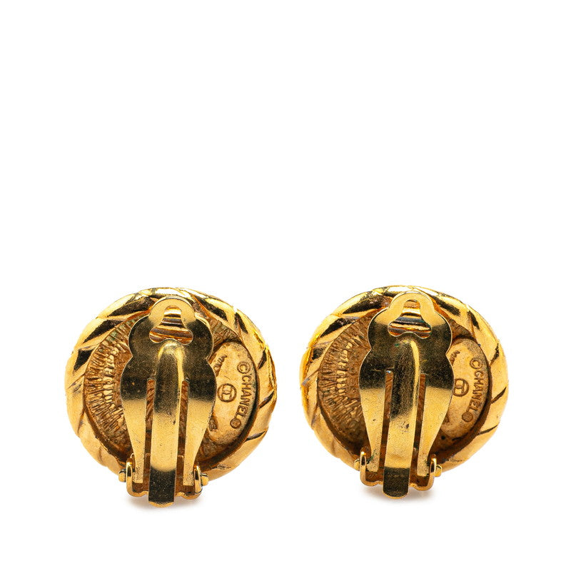 Chanel Gold Plated Coco Mark Round Earrings Bag