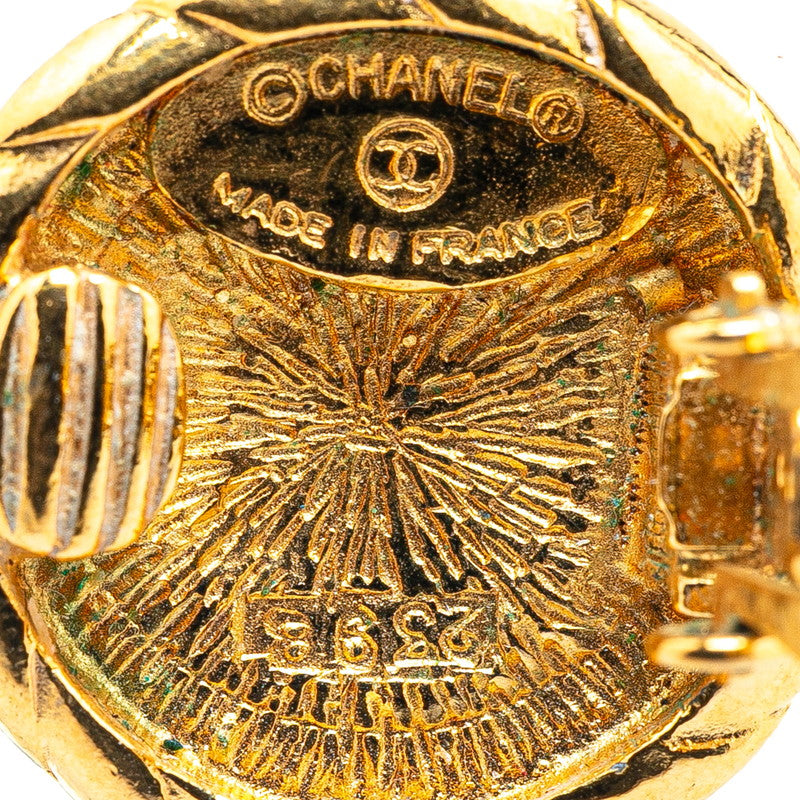 Chanel Gold Plated Coco Mark Round Earrings Bag