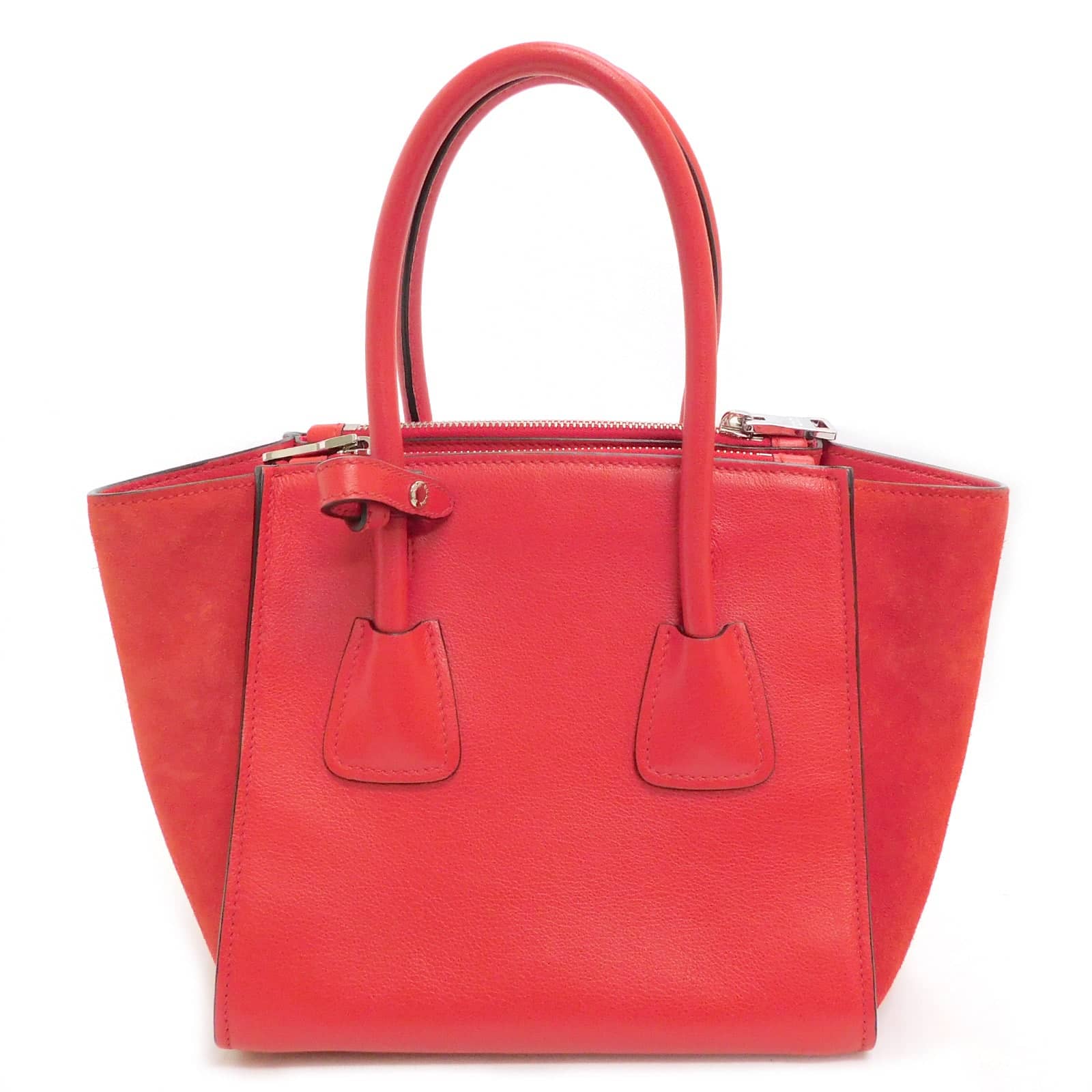Prada E 1235 Leather Red Travel Bag