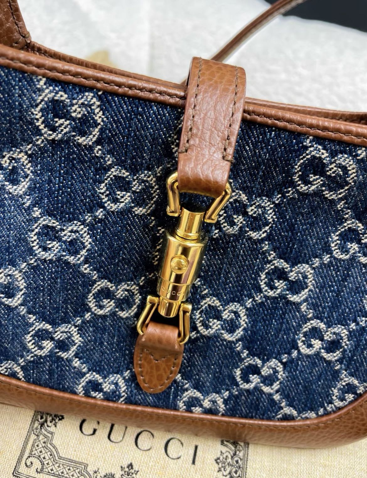 Gucci And Jackie1961 Mini Bag Leather Denim Travel Bag