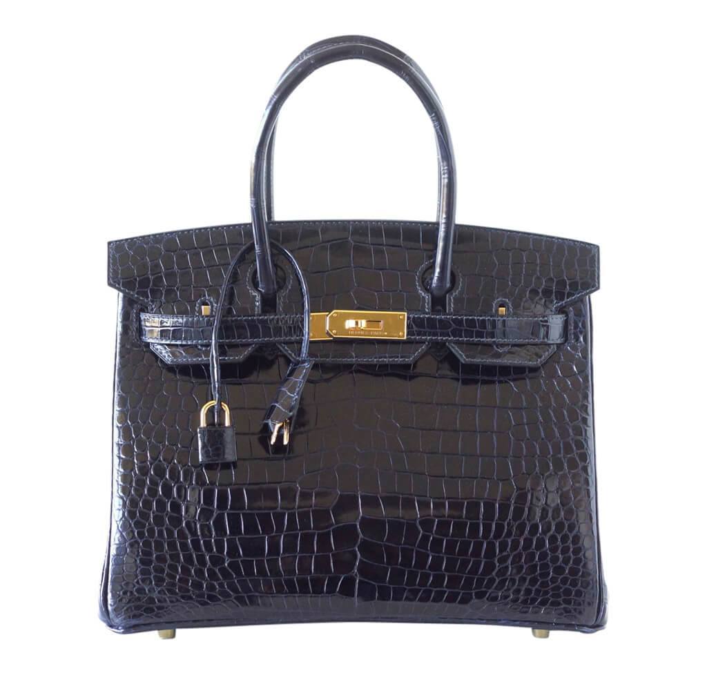 Hermes Birkin Bleu Marine Porosus Crocodile Bag Travel Bag