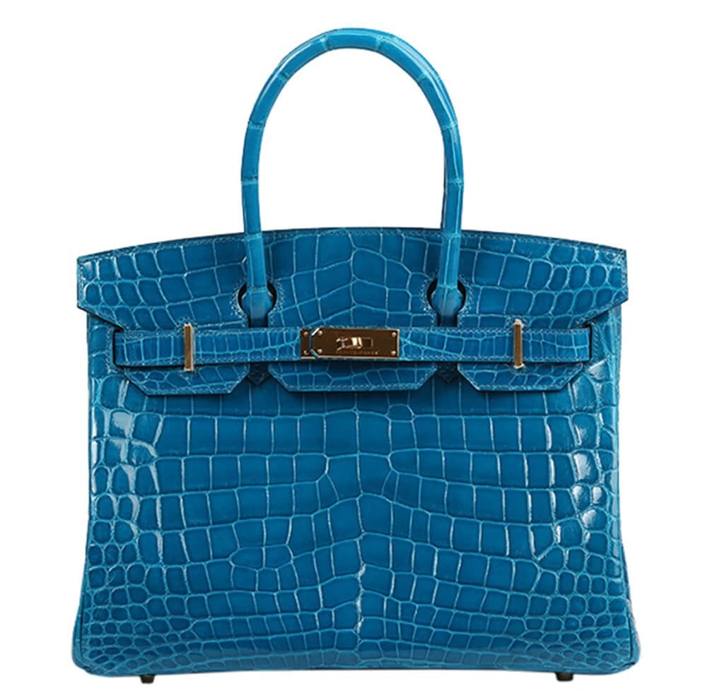 Hermes Birkin Bag Izmir Crocodile Blue Travel Bag