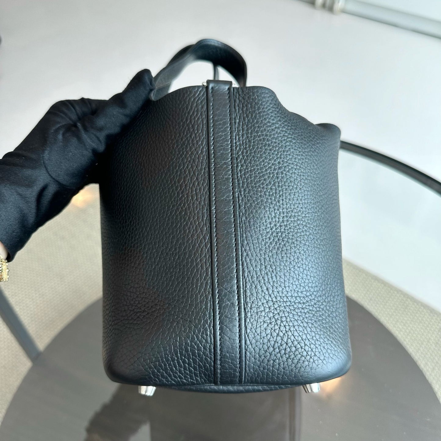 Hermes Picotin Square Clemence Shw Handbag Black Travel Bag