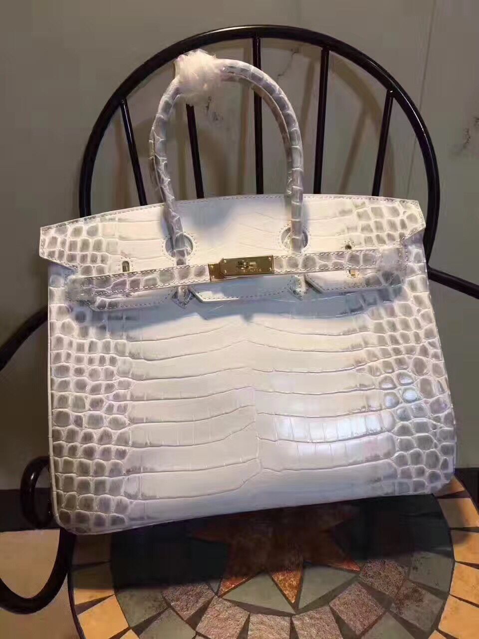 Hermes Luxury Birkin Cm Crocodile Handbag Leather White Travel Bag
