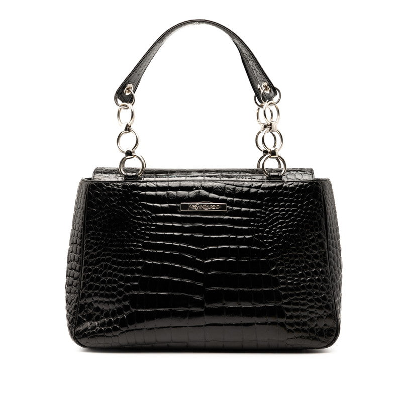 YSL Saint Laurent Crocodile Handbag Leather Embossed Travel Bag