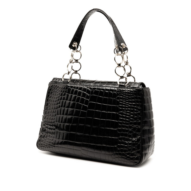 YSL Saint Laurent Crocodile Handbag Leather Embossed Travel Bag