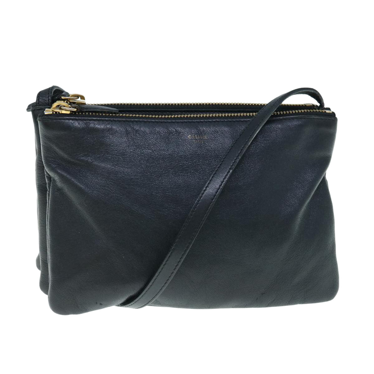 Luxury Trio Shoulder Bag Hk Leather Black