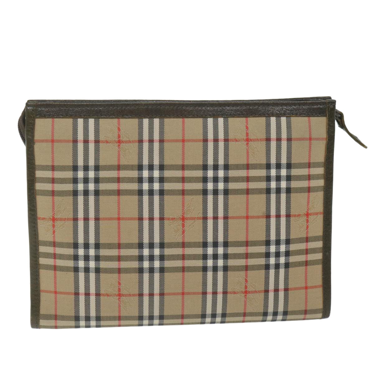 Burberry Luxury ss Nova Check Clutch Bag Auth Hk1022 Canvas Nylon Beige