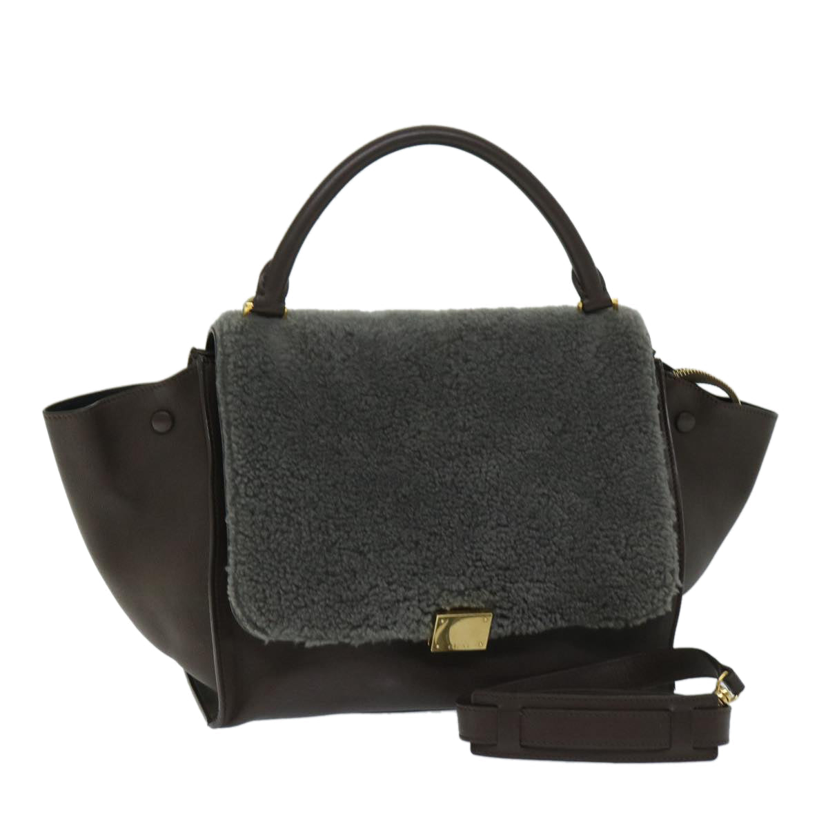 Luxury Trapeze Hand Bag Way Hk Leather Brown Travel Bag