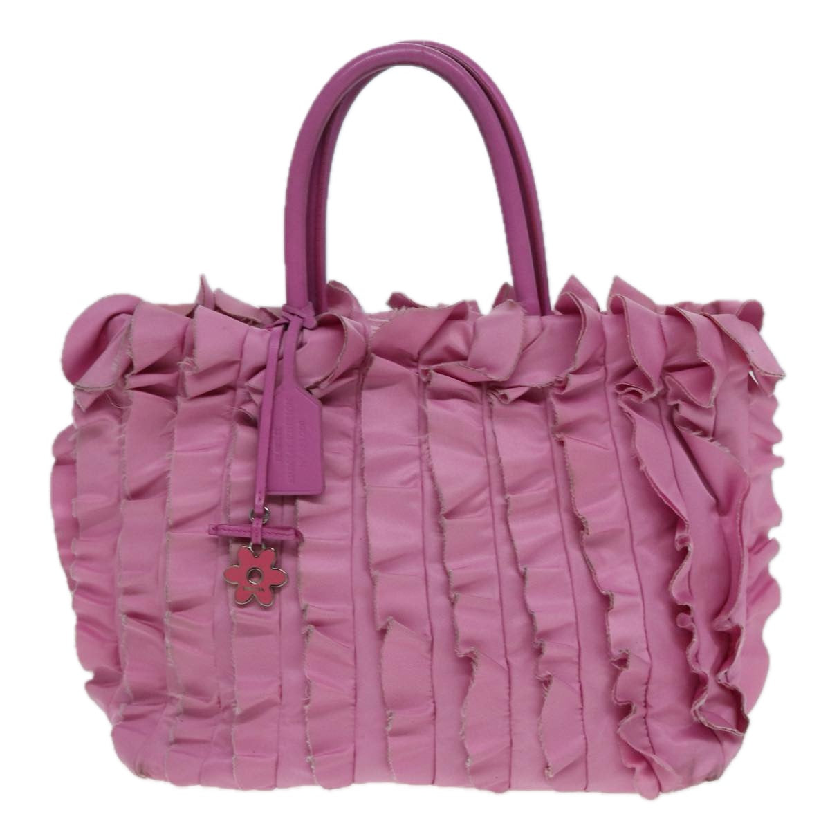 Prada Hand Bag Auth Nylon Pink Travel Bag Pink Auth Hk1377