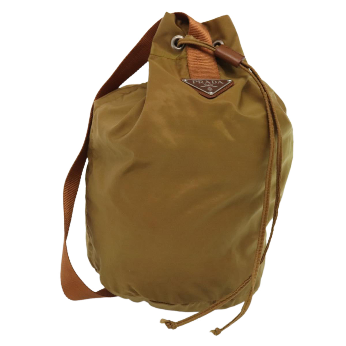 Prada Shoulder Bag Auth Nylon Brown Brown Auth Hk1412