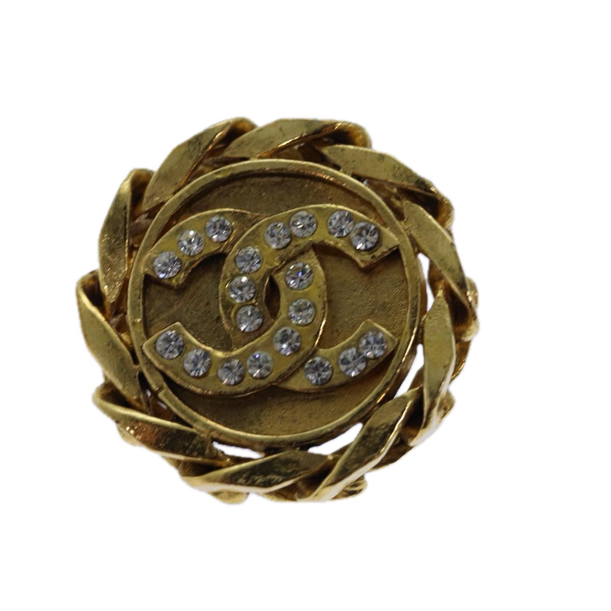 Chanel Coco Mark Earring Metal Gold Cc Auth Hk1465