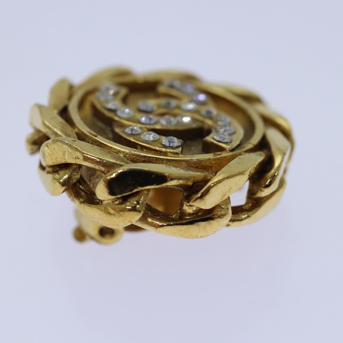 Chanel COCO Mark Earring metal Gold CC Auth hk1465