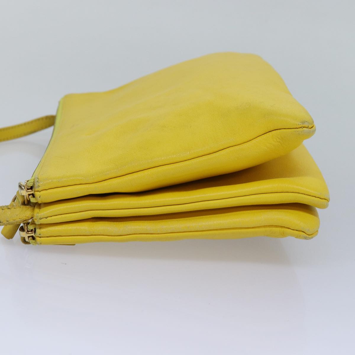 Luxury Trio Shoulder Bag Yellow Auth Hk Leather
