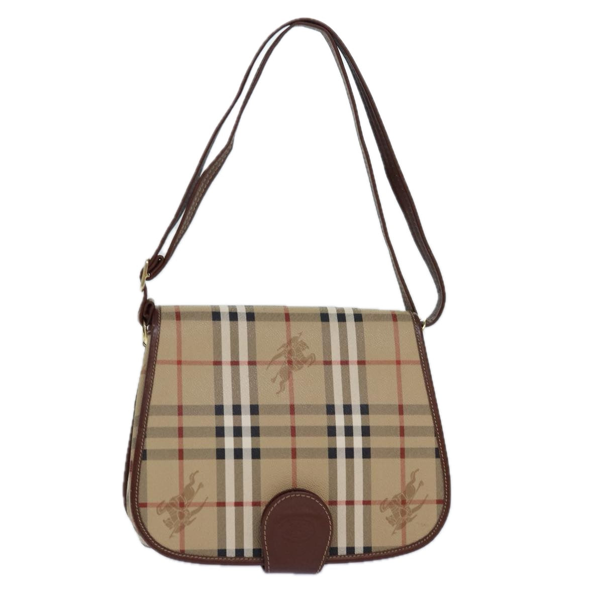 Burberry Luxury ss Nova Check Shoulder Bag Pvc Auth Leather Beige