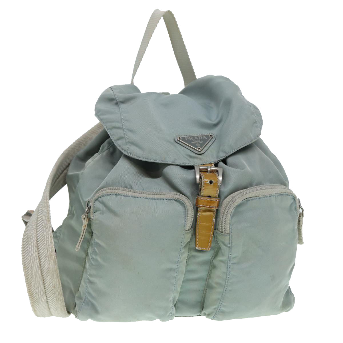 Prada Backpack Auth Nylon Blue Silver