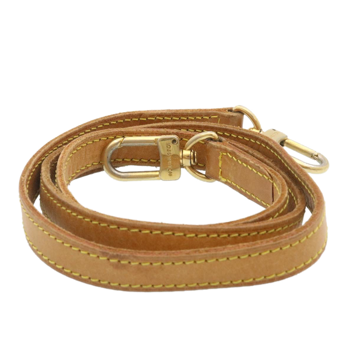 LOUIS VUITTON Shoulder Strap Leather Beige LV hk278