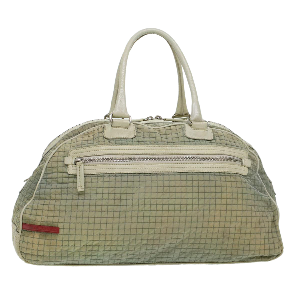 Prada Boston Bag Nylon Quilted Gray Travel Bag