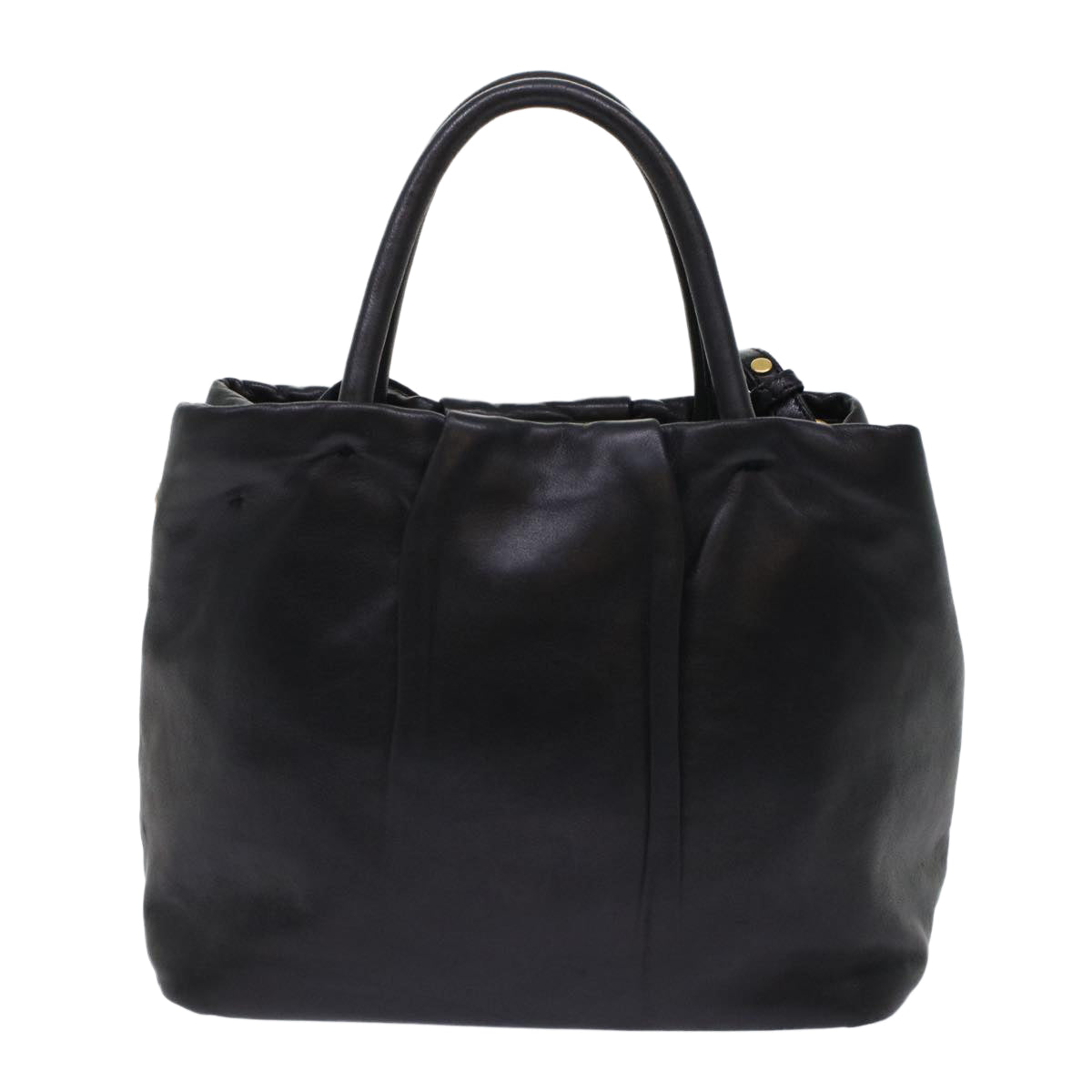 Prada Ribbon Hand Bag 2Way Leather Black Pink Travel Bag