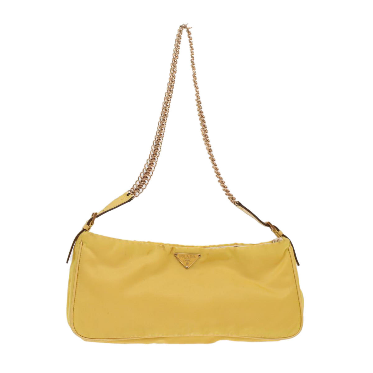 Prada Shoulder Bag Nylon Yellow Chain