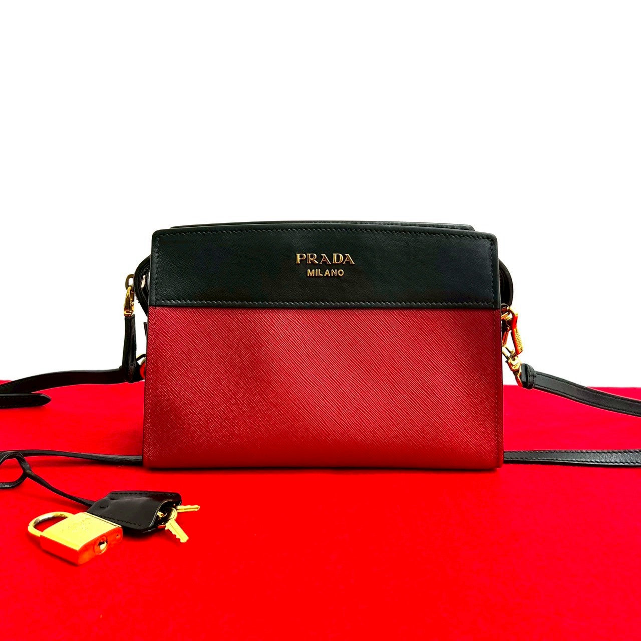 Prada Esplanade Shoulder Bag Leather Saffiano Mini