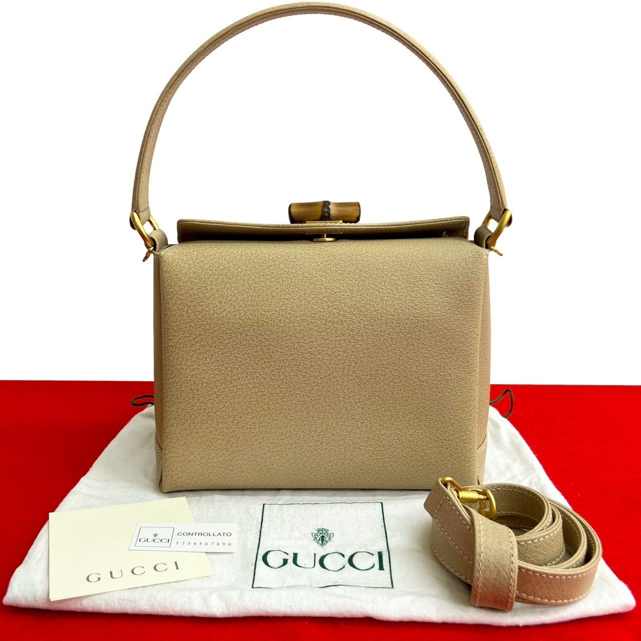 Gucci Bamboo 2Way Handbag Leather Travel Bag Handbag 9